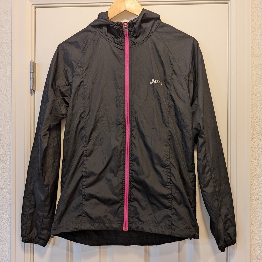 Asics Womens Full Zip Lightweight Running Jacket Size Small Black